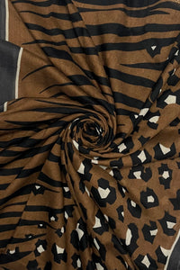 Wild Leopard And Zebra Print Frayed Scarf