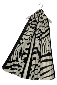 Bold Large Zebra Print Frayed Scarf