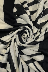 Bold Large Zebra Print Frayed Scarf