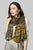 Houndstooth And Tartan Print Frayed Scarf