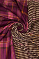 Houndstooth And Tartan Print Frayed Scarf