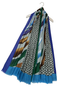 Marble Swirl And Chain Print Frayed Scarf