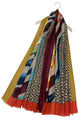 Marble Swirl And Chain Print Frayed Scarf