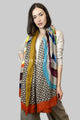 Marble Swirl And Chain Print Frayed Scarf