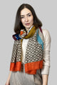 Marble Swirl And Chain Print Frayed Scarf