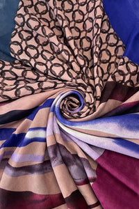 Marble Swirl And Chain Print Frayed Scarf