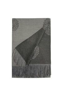 Tree Print Reversible Cotton Tassel Scarf