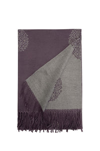 Tree Print Reversible Cotton Tassel Scarf