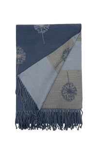 Dandelion Print With Reversible Stripe Tassel Scarf