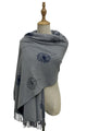 Dandelion Print With Reversible Stripe Tassel Scarf