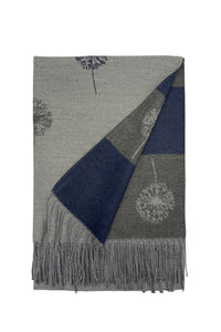 Dandelion Print With Reversible Stripe Tassel Scarf