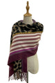 Leopard Print & Stripe Tassel Scarf