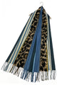 Leopard Print & Stripe Tassel Scarf