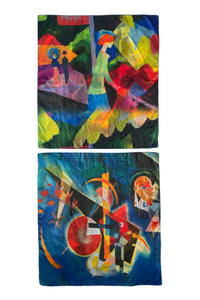 Kadinsky Art Impressionist Reversible Silk Square Scarf