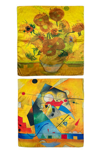 Van Gogh Sunflowers and Kandinsky Reversible Silk Square Scarf