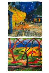 Van Gogh Terrace At Night Reversible Silk Square Scarf