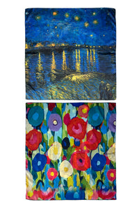 Van Gogh Over The Rhone and Poppy Reversible Silk Square Scarf