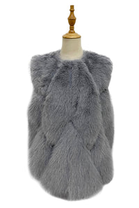 Plain Faux Fur Diamond Gilet Jacket