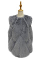 Plain Faux Fur Diamond Gilet Jacket