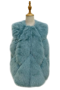 Plain Faux Fur Diamond Gilet Jacket