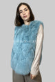 Plain Faux Fur Diamond Gilet Jacket