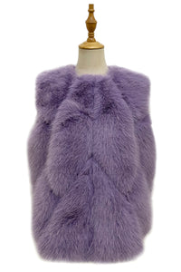 Plain Faux Fur Diamond Gilet Jacket