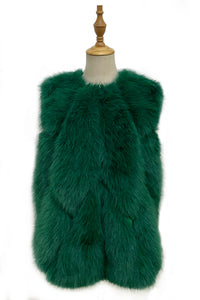 Plain Faux Fur Diamond Gilet Jacket