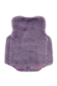 Plain Faux Fur Diamond Gilet Jacket