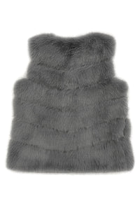 Plain Faux Fur Stripe Gilet Jacket