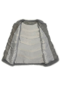 Plain Faux Fur Stripe Gilet Jacket