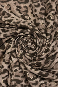 Metallic Leopard Animal Print Frayed Scarf