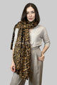 Metallic Leopard Animal Print Frayed Scarf