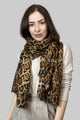 Metallic Leopard Animal Print Frayed Scarf