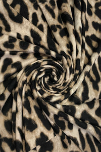 Soft Leopard Print Frayed Wool Scarf / Shawl