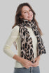 Soft Leopard Print Frayed Wool Scarf / Shawl