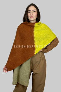 Block Colour Diagonal Knitted Wool Scarf
