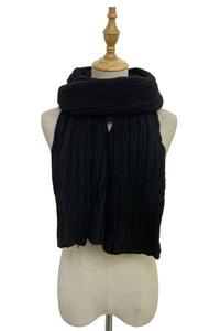 Cosy Plain Stripe Wool Knitted Scarf