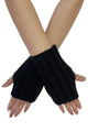 Cosy Plain Stripe Wool Knitted Fingerless Gloves