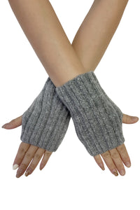 Cosy Plain Stripe Wool Knitted Fingerless Gloves