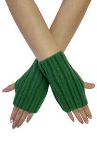 Cosy Plain Stripe Wool Knitted Fingerless Gloves