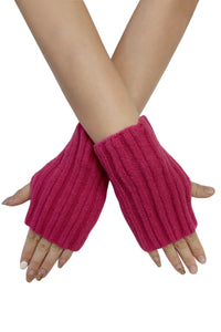 Cosy Plain Stripe Wool Knitted Fingerless Gloves