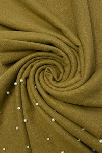 Pearl and Diamante Plain Wool Frayed Scarf