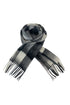 Check Stripe Wool Tassel Scarf