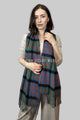 Block Check Tartan Wool Tassel Scarf