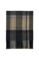 Large Check Print Wool Tassel Scarf