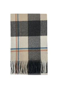 Block Check Wool Tassel Scarf