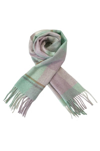 Block Check Wool Tassel Scarf