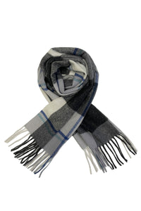 Block Check Wool Tassel Scarf