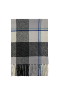 Block Check Wool Tassel Scarf