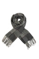 Houndstooth And Stripe Check Wool Tassel Scarf